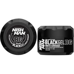 Nishman Black Gel White Coverage 300 ml - tūlītējs risinājums baltu un sirmu matu maskēšanai ar intensīvu melnu krāsu dabiskam izskatam