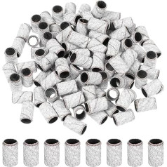 Minkissy Pack of 100 Nail Sanding Belts Drum Sander 180 Grit Fine Grain Nail Art Sanding Belts Bit Nail Drill Manikīra piedurknes File Refill for Fingnail Sanders White