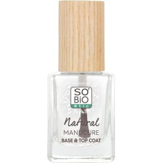 LÉA NATURE SO Bio étic Base & Top Coat - dabiskā manikīra bāze un virsējais pārklājums | Caurspīdīgs | Stiprina un aizsargā | Pirms un pēc lakas uzklāšanas | Organiskā rīcineļļa | Vegāns | Ražots Francijā | 11 ml