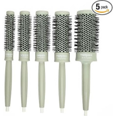 TERMIX Nature Professional apaļo suku komplekts, 5 gabali (diametrs 17, diametrs 23, diametrs 28, diametrs 32, diametrs 43) | Gaisa attīrīšana ar Pure Tech tehnoloģiju, termiskās sukas izgatavotas no alumīnija