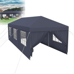 XMTECH Svētku telts lapene 3 x 9 m ar 8 sānu paneļiem 27 m², antracīta krāsā, antracīta krāsā, antracīta krāsā, dārza lapene, dārza telts, PE brezenta svinībām, kāzām, komercdarbībai, antracīta krāsā