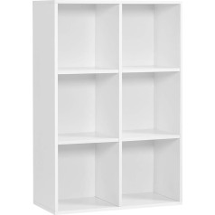 Vasagle Grāmatu plaukts ar 6 plauktiem, koka plaukti, kubu plaukti, uzglabāšanas plaukti, 65,5 x 97,5 x 30 cm