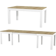 Generisch Torino virtuves galds Ēdamistabas galds Izvelkamais 300 cm ozols Riviera - balta matēta 4-12 cilvēku ēdamgalds 160 x 90 x 76 cm Moderns taisnstūra formas galds ar iespēju pagarināt