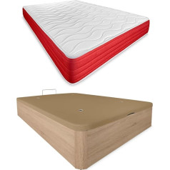 Duérmete Online Cambria Lite atgriezeniskais atmiņas putu matracis 23 cm biezumā + koka gultas rāmis, lielas ietilpības PU 105 x 190 cm