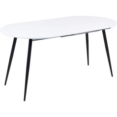 Beliani Staverton Ēdamgalds Balts / Melns Izvelkamais 120/160 x 80 cm 6 personām Glancēts