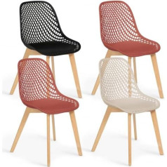 Idmarket - 4 krēslu komplekts Mandy Mix Color Black, Terracotta x 2 un Beige