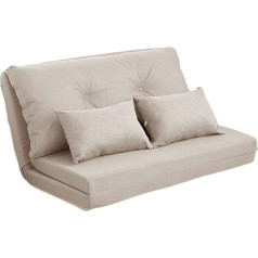 Konvertējams saliekamais krēsls Grīdas dīvāns Gulta Regulējams slinks dīvāns Futon dīvāns Izvelkamais matracis ar regulējamu atzveltni Metāla rāmis un spilvens Bēšs