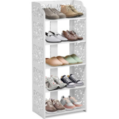 Wakects Kurpju plaukts, Virtuves plaukts, Balts grāmatu plaukts, 5 plaukti, Vides PVC, Izolēts kurpju plaukts, Stāvošs plaukts, 40 x 23 x 90 cm, Skapis, Kurpju plaukts, Kurpju statīvs, Kurpju statīvs