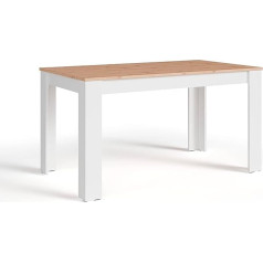Byliving NORI Ēdamgalds Moderns virtuves galds ar ozola efektu / pamatnes rāmis Melamīns Balts Liels galds 120 x 80 cm H 75 cm