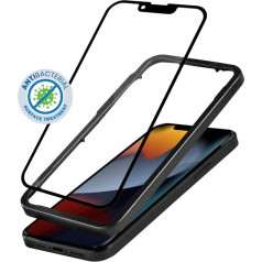 Crong Aizsargājošs antibakteriāls 3d armour stikls iphone 16e / iphone 14 / iphone 13 / iphone 13 pro ar uzstādīšanas rāmi