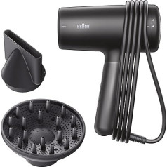 Braun matu žāvētājs HD4.2, viegls profesionāls matu žāvētājs ar difuzoru un žāvēšanas sprauslu, Super Iontec tehnoloģija, 2100 W HTDC motors ar 3 siltuma un 3 ātruma līmeņiem, BRHD425E