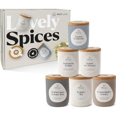 Potluck Herb Buddy 6 garšvielu maisījumu komplekts keramikas podā Vegāns, bez lipekļa un ar dabīgām sastāvdaļām