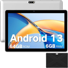 WINSING planšetdators 10 collu Android 13 ar korpusu, planšetdators 6GB RAM + 64GB ROM + 1TB paplašināms, WidevineL1 2.0GHz planšetdators, 5MP + 8MP kamera, 1280 x 800 IPS planšetdators Atbalsta WiFi, BT 5.0, zils balts
