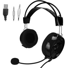 VBESTLIFE vadu spēļu austiņas PUBG, daudzkrāsainas RGB austiņas ar daudzvirzienu mikrofonu, diviem 3,5 mm kontaktiem un USB kontaktiem (melnas)