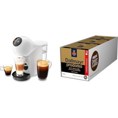 NESCAFÉ DOLCE GUSTO Krups KP2431 Genio S kafijas kapsulu automāts, 15 bāru, īpaši kompakts, augsts spiediens, vairāk nekā 30 kafijas pagatavošanas veidi, iespējams izvēlēties dzēriena lielumu, automātiskā izslēgšanās, balts ar Dallmayr Pr