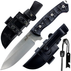 JEO-TEC Nº29 Bushcraft izdzīvošanas nazis Jostas nazis Āra nazis Āra nazis Steel Mova Leather Sheath + Fire Steel Designed and Handmade in Spain