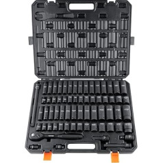 VEVOR 1/2 collu uzgriežņu atslēgu komplekts CR-V no leģētā tērauda, 65 gabali, 10-24 mm, dziļas uzgaļi, HRC 42-48, metriskais skrūvju izvilcējs, metrisko uzgriežņu atslēgu instrumentu futrālis