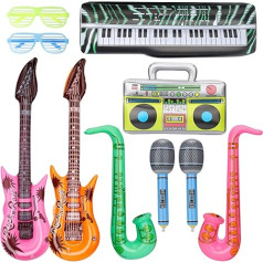 10 piepūšamo instrumentu balonu iepakojums Ziemassvētku balonu dekorēšana Ziemassvētku balonu foto rekvizīti Ziemassvētku dekori Gaisa ģitāra Saksofons Mikrofons 70 80. gadu partiju apgāde Skatuves sniegums Rock mūzika