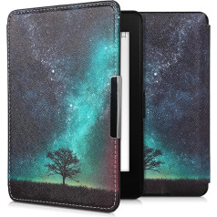 kwmobile Korpuss Amazon Kindle Paperwhite - Grāmatas stila PU ādas aizsargvāciņš e-lasītāja vāciņam Folio (2017 un vecākiem) - (zils/pelēks/melns)
