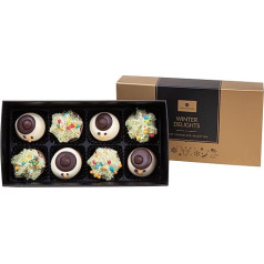 CHOCOLISSIMO - Šokolādes dāvana - 8 eleganti šokolādes konfektes sniegavīra un Ziemassvētku eglītes formā, bez alkohola, šokolādes Ziemassvētki, bez alkohola, dāvanu ideja bērniem, sievietēm, vīriešiem - ziemas prieki