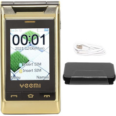 3G GSM mobilais tālrunis, 3.0 In Flip telefons vecākiem cilvēkiem, Dual SIM mobilais tālrunis ar SOS/lielo pogu/skaidru zvanu/8 ģimenes numuriem, ilgs gaidīšanas režīms (zelta krāsā)