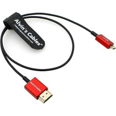 Alvin's Cables 8K 2.1 HDMI kabelis Micro HDMI to HDMI Cable Ultra Thin 48Gbps High Speed priekš Atomos Ninja V 4K-60P ierakstīšanai Canon R5C|R5|R6 priekš Sony a7R a7 IV kamerām 45 cm/18 collu
