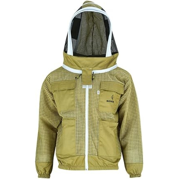 Premium klases biškopja jaka ar elpojošu tīklu + žogu plīvurs bišu lapām, odām un kukaiņiem Biškopība Aizsardzība pret kukaiņiem S M L XL XXL XXXL, XL - brūna