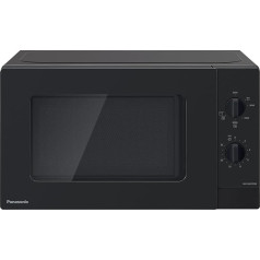 Panasonic NN-GM22QBEPG 20L grilēšanas mikroviļņu krāsns ar stikla plāksni un režģi, 800 W, 1000 W grils, atkausēšanas iestatījums, rotācijas, Quick 30, taimeris, melna krāsns