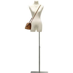 Drēbnieka manekens Lady Bust Female, augstums regulējams manekena ķermenis, manekens ar metāla pamatni apģērbu lelle, drēbnieka krūškurvja torso apģērbu veikalam ( krāsa: balta, izmērs: C )