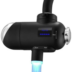 HOMELODY ūdens filtrs krāns 3.0 ar LED displeju, ūdens filtrs dzeramajam ūdenim virtuvei, novērš hloru, smagos metālus un slikto garšu, 12 x adaptera filtri ar zilu gaismu (1 filtrs iekļauts)