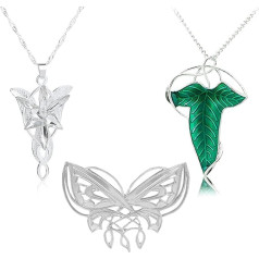 YouU Arwens Evening Star Necklace Elf Green Lorie Brooch Necklace Lord of the Rings Butterfly Elfs Brooch Jewellery Pack of 3, cinkots