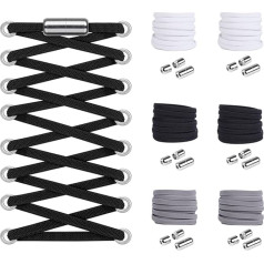 Widamin 6 pāri elastīgo kurpju aukliņu ar metāla aizdari, bez sasiešanas, slinkās kurpju aukliņas bez sasiešanas bērniem un pieaugušajiem, 0,6 x 105 cm