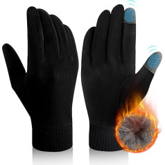 FORVEVO Vīriešu ziemas cimdi, ziemas cimdi ar flīsa oderējumu, termo cimdi, skārienjutīgie cimdi ar elastīgiem vēja necaurlaidīgiem aprocēm