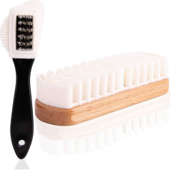 SULPO Suede Brush Set of 2 - apavu birste ar misiņa un neilona sariņiem - Suede Brush 4-Sided 1 gab - Robust Crepe Brush Nubuck Leather 1 gab - Augsta kvalitāte - Suede Leather Nubuck Finish