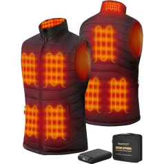 Topdot apsildāmā veste, vīriešu apsildāmā veste ar barošanas bateriju, 7,4 V, 16000 mAh, 8 sildīšanas zonas, elektriskā apsildāmā veste, 3 regulējamas temperatūras, apsildāma veste slēpošanai un makšķerēšanai ārā