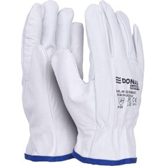 DONAU SAFETY Premium darba cimdi autovadītāja cimdi no kazas ādas / 1 pāris / 8 izmērs / M / Balti ādas cimdi ar elastīgu plaukstu / Montāžas cimdi / Cimdi / Autovadītāja cimdi / Aizsargcimdi