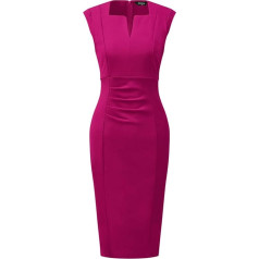 Allegra K Sieviešu Cap Sleeve V-Neck kroku elegants elegants darbs Bizness apvalks kleita