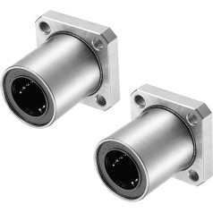 QUARKZMAN LMK20UU lineārie lodīšu gultņi x 2 gab Chrome tērauda kvadrātveida atloks 3D printerim un CNC [20 mm urbuma diametrs 32 mm AD 42 mm garums]
