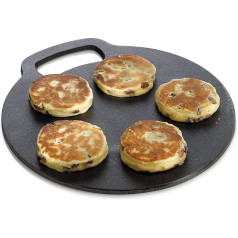 Virtuves ķieģelis ar nelīpošu pārklājumu un receptēm dāvanu kastītē, apaļš, čuguna, 27 cm x 6,5 mm