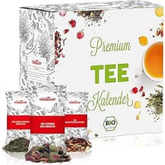 vinativo Premium Organic Tea Advent kalendārs, 24 ļoti aromātiskas tējas veidi, ideāli piemērots nelielai pauzei Ziemassvētku sezonā, tējas kalendārs, piemērots arī kā dāvana vīriešiem un sievietēm