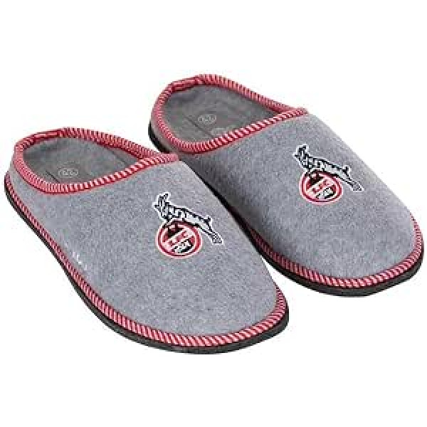 1. FC Köln Slippers gaiši pelēkas — logotips — filca čības — plus grāmatzīme I Love Cologne