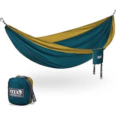 ENO, Eagles Nest Outfitters DoubleNest Lightweight Camping Hammock for 1 to 2 People, Navy/Gold