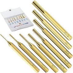 Premium Brass Pin Punch Set, 8 Pieces Professional Brass Drive Punch Set, Various Gun Punch Set for Watch Repair Jewellery and Crafts Maxopro