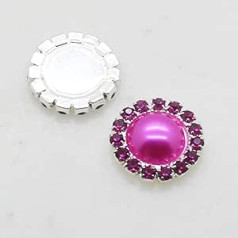 DAPERCI pogas Fashion Mix Color Rhinestone Pearl pogas 40 gabali 0,59 collas DIY roku darbs, šūšana, svētku ballītes kāzu dekorēšanas pogas (krāsa: rozā sarkana, izmērs: 0,59 collas)