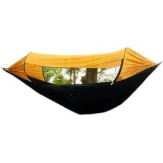 Outdoor Hammock Outdoor Camping Hammock Multifunctional Sun Protection Anti-Mosquito Hammock Parachute Cloth Rocking Second Open Speed Hanging Hammocks & Loungers (A, 290 cm x 140 cm)