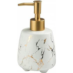 Soap Dispenser 300ml Ceramic Shampoo Lotion Hand Soap Marble Pattern Empty Pump Bottle Refillable Container for Bathroom Washroom Kitchen Office Hotel Accessories (White)