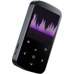 Nuvance MP3 atskaņotājs ar skārienekrānu, MP3 atskaņotājs Bluetooth, ar austiņām un 32 GB SD karti, ar klipu, MP3 atskaņotājs bērniem, ar FM radio