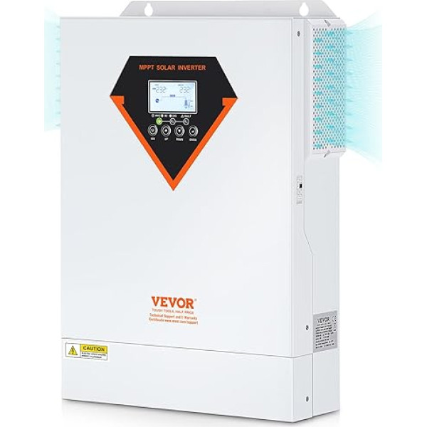 VEVOR 2-in-1 hibrīds saules invertors 5500W saules invertors 11000VA Pure Sine Wave MPPT LCD displejs 3 uzlādes režīmi (saules uzlāde, uzlāde no elektrotīkla, hibrīda uzlāde) un 4 izejas režīmi (UTL, SOL, SBU, SUB)