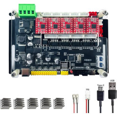 GRBL kontroliera vadības plate, GRBL 4 asu soļu motora vadības kontroliera vadības plate ar bezsaistes/300/500/500W vārpstas USB draivera bloku, CNC lāzera graverim