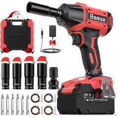 Bamse Impact Wrench Brushless 21 V, rotācijas triecienatslēgas 550 Nm ar 4,0 Ah akumulatoru, 3 mainīgiem ātrumiem, 4 triecienatslēgas ieliktņiem, 6 urbjiem, 1 sešstūra adapteri automašīnai un mājsaimniecībai